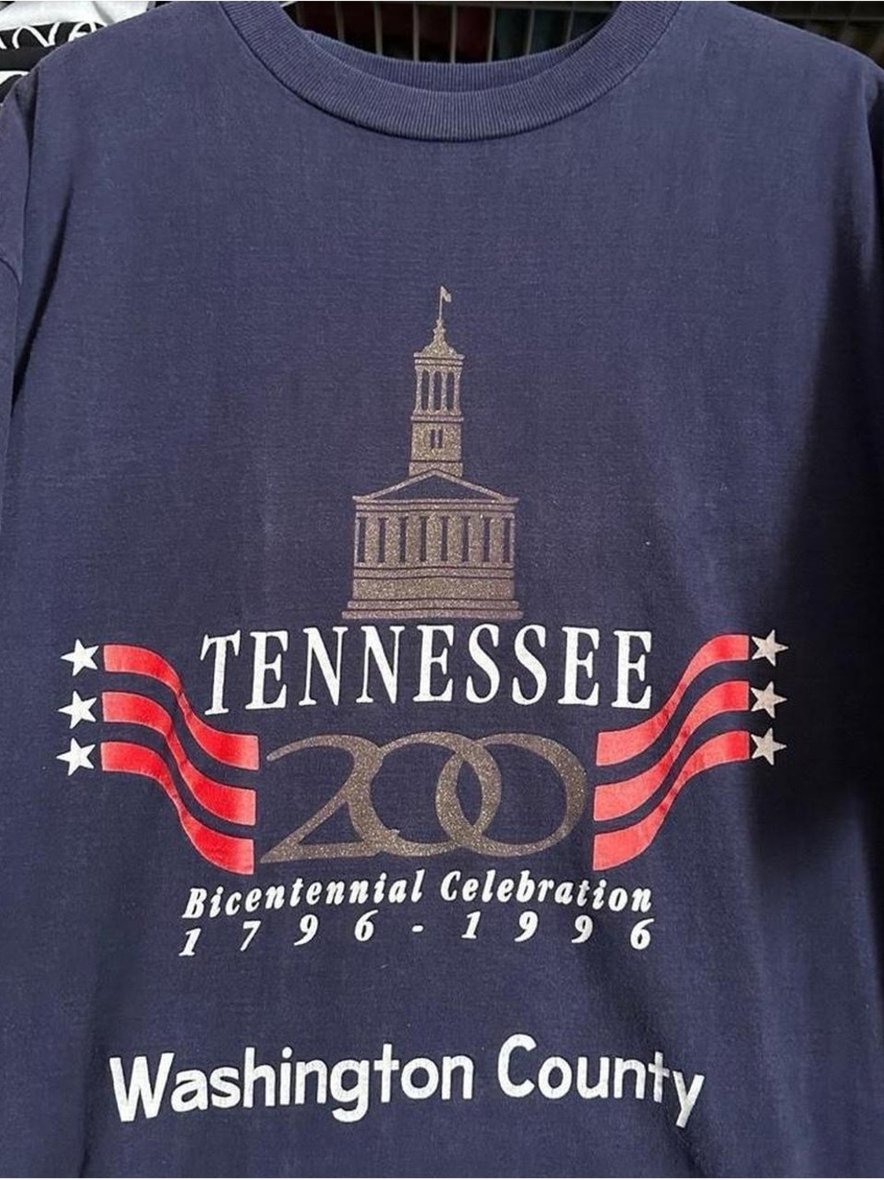 Vintage 1990s Tennessee Bicentennial 1996 Navy Graphic Tee XL
